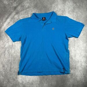 Southpole Mens XXL Blue Pique Cotton Short Sleeve Polo Shirt Embroidered Y2K
